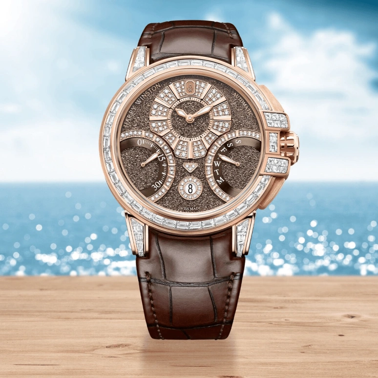 Harry Winston,The Ocean 42.2mm,42.2mm,Rose Gold,Gold,Automatic,In-house Caliber,Open,OCEABI42RR003
