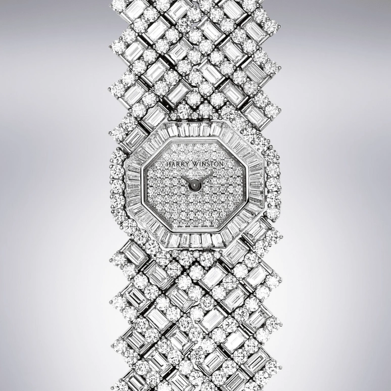 Harry Winston,High Jewelry Timepieces 23x21mm,23x21mm,Platinum,Quartz,In-house Caliber,Closed,HJTQHM28PP001