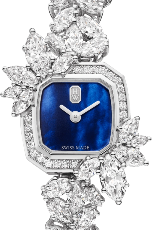 Harry Winston,High Jewelry Timepieces 17.5x17.5mm,17.5x17.5mm,Platinum,Blue,Quartz,In-house Caliber,Mother of Pearl,HJTQHM18PP009