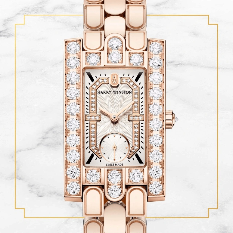 Harry Winston,The Avenue 21.4x36.1mm,21.4x36.1mm,Rose Gold,Gold,Quartz,In-house Caliber,Closed,AVEQHM21RR123