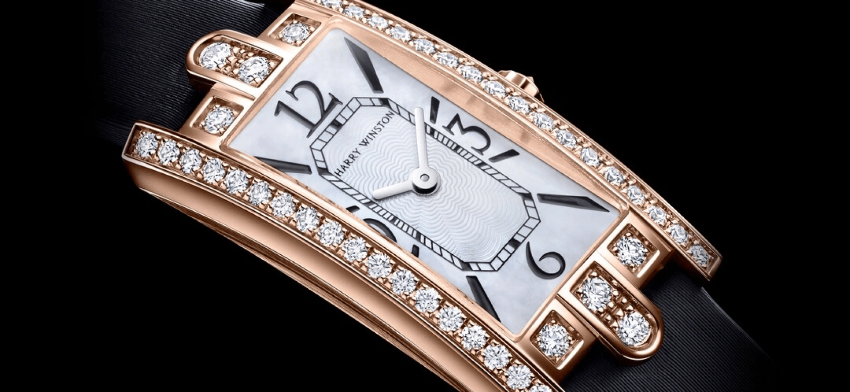 Harry Winston,The Avenue 15.6x32.3mm,15.6x32.3mm,Rose Gold,Gold,White,Quartz,In-house Caliber,Mother of Pearl,AVCQHM16RR017