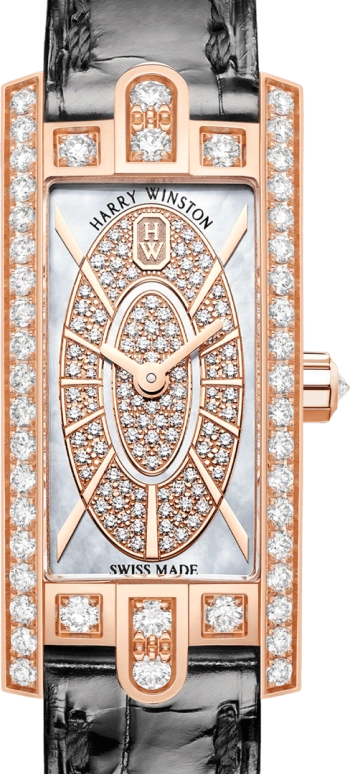 Harry Winston,The Avenue 15.6x32.3mm,15.6x32.3mm,Rose Gold,Gold,White,Quartz,In-house Caliber,Mother of Pearl,AVCQHM16RR045