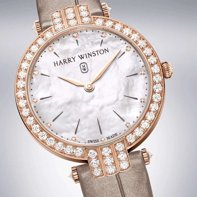 Harry Winston,The Premier 36mm,36mm,Rose Gold,Gold,White,Quartz,In-house Caliber,Mother of Pearl,PRNQHM36RR008