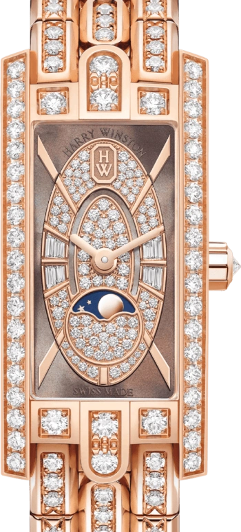 Harry Winston,The Avenue 15.6x32.3mm,15.6x32.3mm,Rose Gold,Gold,Brown,Quartz,In-house Caliber,Mother of Pearl,AVCQMP16RR006