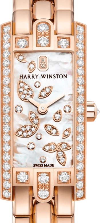 Harry Winston,The Avenue 15.6x32.3mm,15.6x32.3mm,Rose Gold,Gold,White,Quartz,In-house Caliber,Mother of Pearl,AVCQHM16RR042