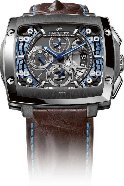 Hautlence,Invictus 42x49mm,42x49mm,Titanium,Skeleton,Black,Blue,Automatic,Chronograph,Day,H5364,H5364-0501