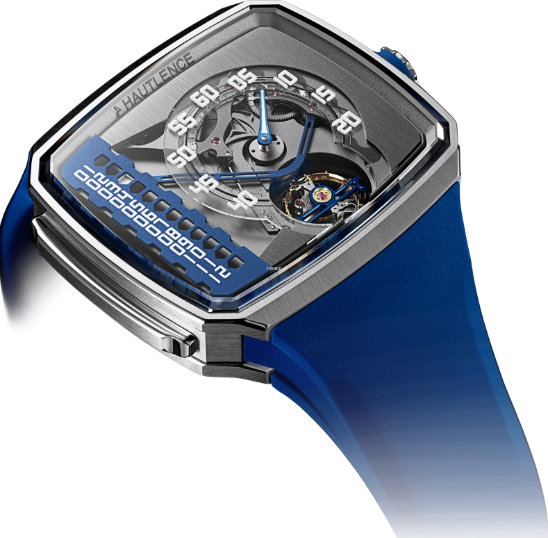 Hautlence,Linear 43x50.80mm,43x50.80mm,Stainless Steel,Skeleton,Grey,Automatic,Tourbillon,Jumping Hours,AD50,AD50-ST00