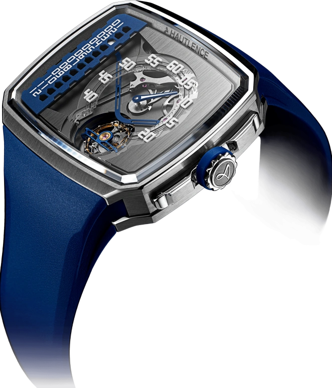 Hautlence,Linear 43x50.80mm,43x50.80mm,Stainless Steel,Skeleton,Grey,Automatic,Tourbillon,Jumping Hours,AD50,AD50-ST00