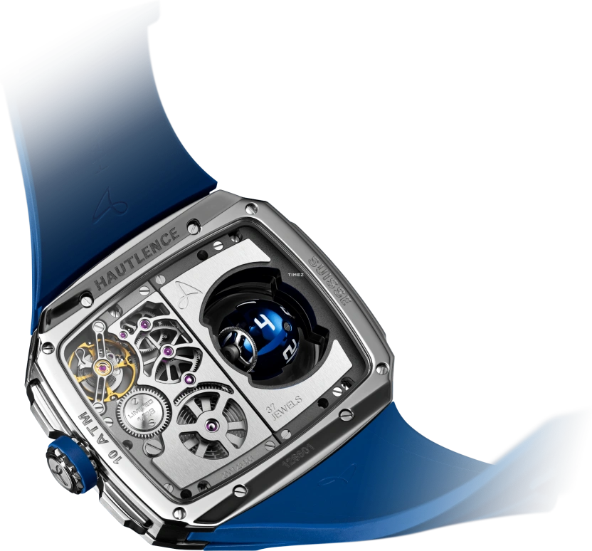 Hautlence,Sphere 43x50.80mm,43x50.80mm,Stainless Steel,Grey,Skeleton,Handwound,Jumping Hours,Retrograde,BA80,BA80-ST00