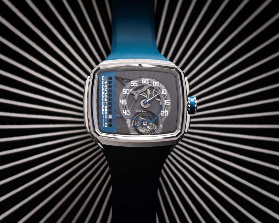 Hautlence,Linear 43x50.80mm,43x50.80mm,Stainless Steel,Skeleton,Grey,Automatic,Tourbillon,Jumping Hours,AD50,AD50-ST00
