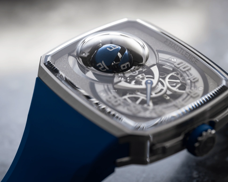 Hautlence,Sphere 43x50.80mm,43x50.80mm,Stainless Steel,Grey,Skeleton,Handwound,Jumping Hours,Retrograde,BA80,BA80-ST00