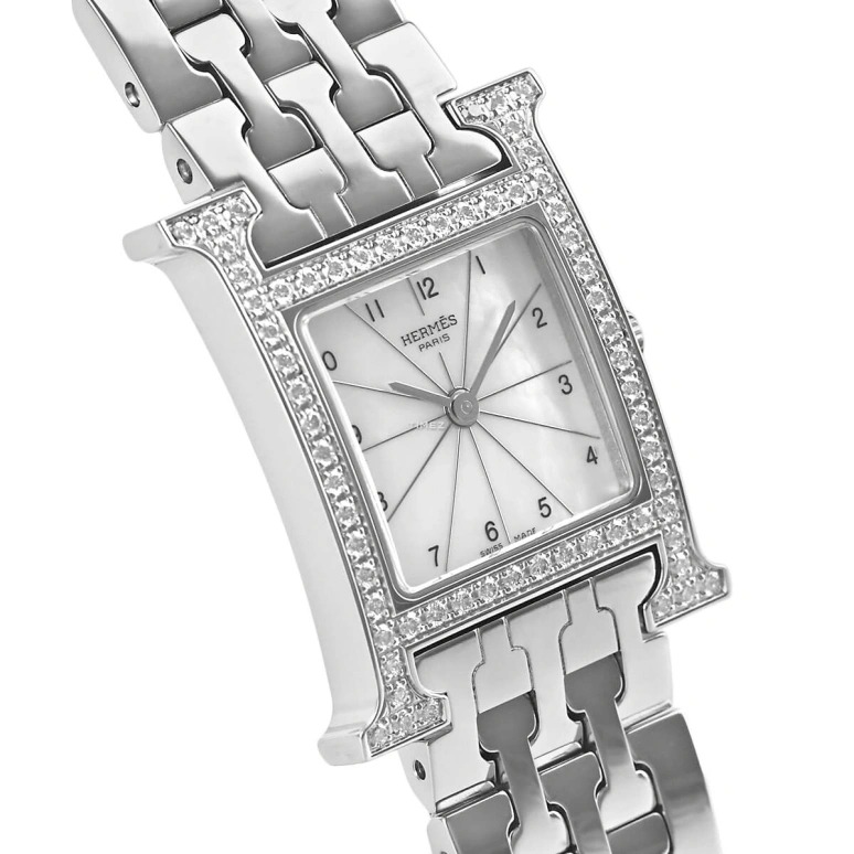 Hermès,H Hour 30x21mm,30x21mm,Stainless Steel,White,Quartz,Sapphire,Crystal Glass,Square,HH1,HH1.230.212/4804