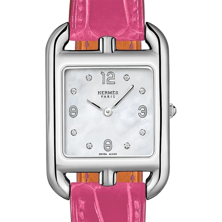 Hermès,Cape Cod 23x23mm,23x23mm,Stainless Steel,Silver White,Quartz,Sapphire,Crystal Glass,Square,W044505WW00
