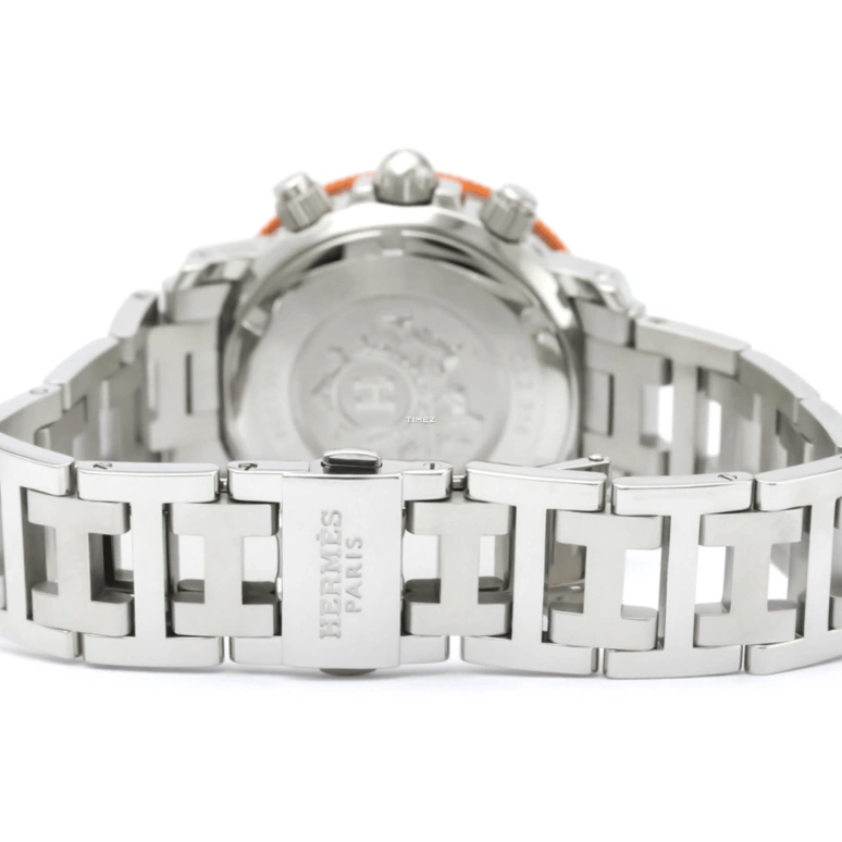 Hermès,Clipper 33mm,33mm,Stainless Steel,Orange,Quartz,Chronograph,Day,CL2,CL2.316.830/3841