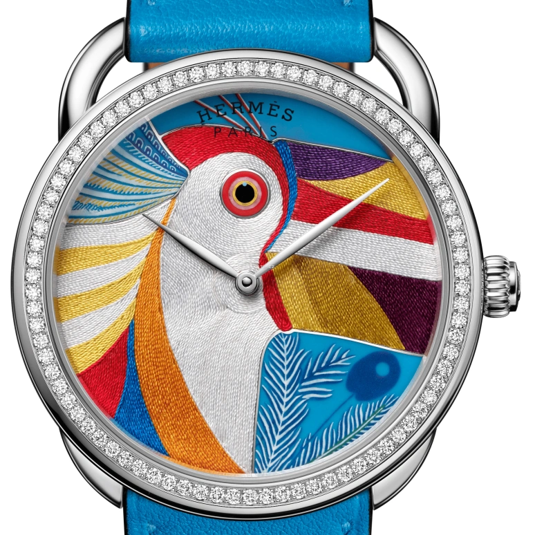 Hermès,Arceau 38mm,38mm,White Gold,Multi-Color,Automatic,50hours,In-house Caliber,TOUCAN DE PARADIS