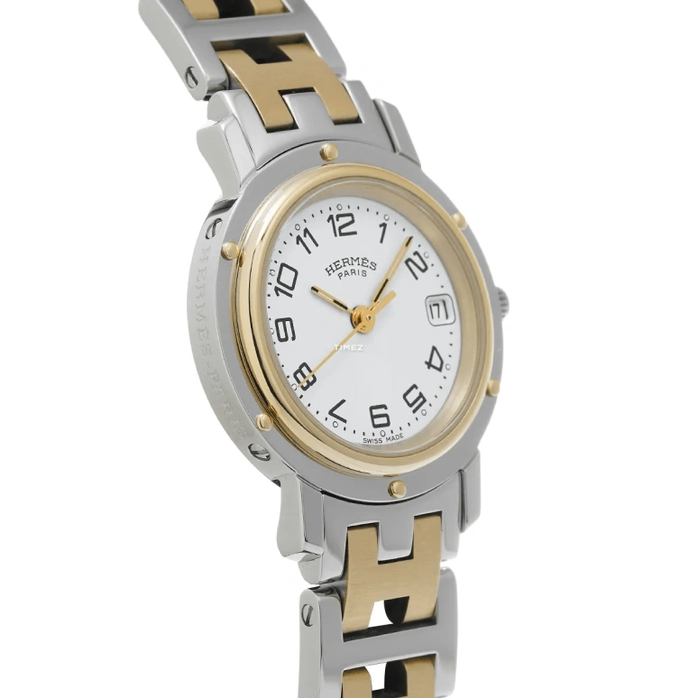 Hermès,Clipper 24mm,24mm,Stainless Steel,White,Quartz,Day,Sapphire,Crystal Glass,CL4,CL4.220.130/3752