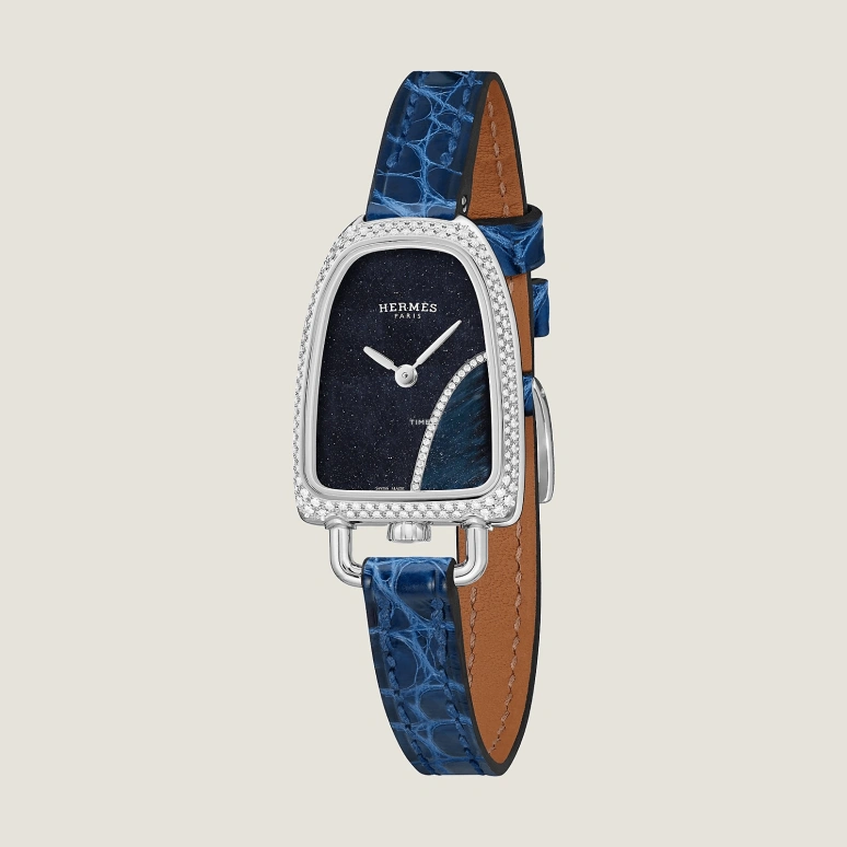 Hermès,Galop D'Hermès 32x20mm,32x20mm,Stainless Steel,Dark Blue,Quartz,Crystal Glass,Other,W059592WW00