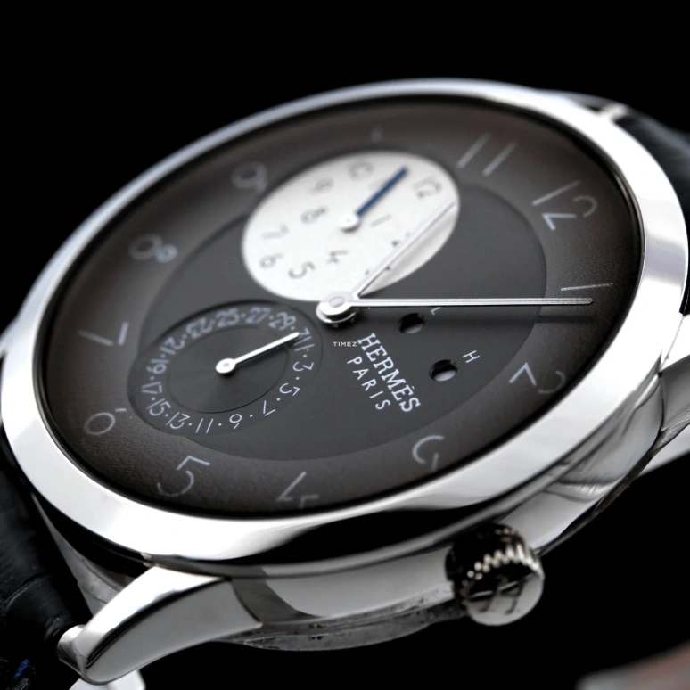 Hermès,Slim d'Hermès 39.50mm,39.50mm,Palladium,Silver,Automatic,Day,Dule Time,Day / Night Indication,W046386WW00