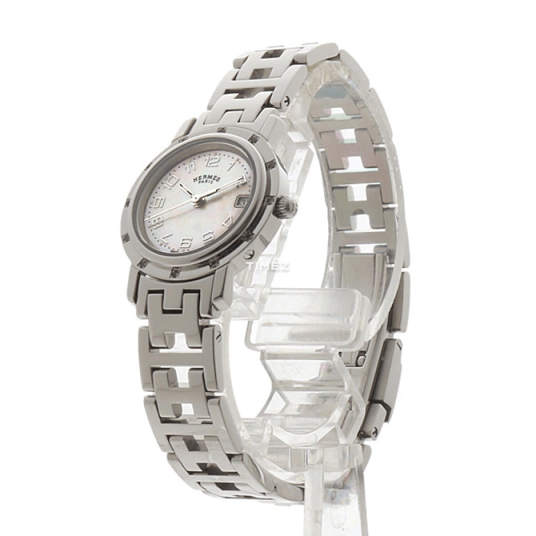 Hermès,Clipper 24mm,24mm,Stainless Steel,White,Quartz,Day,Sapphire,Crystal Glass,CL4,CL4.231.214/3821