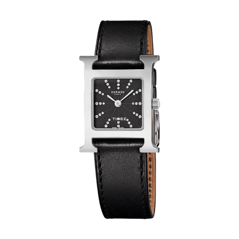 Hermès,Heure H 21x21mm,21x21mm,Stainless Steel,Black,Quartz,Sapphire,Crystal Glass,Square,W054065WW00