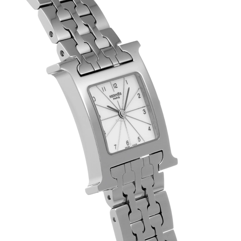 Hermès,H Hour 30x21mm,30x21mm,Stainless Steel,White,Quartz,Sapphire,Crystal Glass,Square,HH1,HH1.210.132/4804