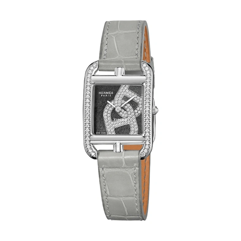Hermès,Cape Cod 23x23mm,23x23mm,Stainless Steel,Grey,Quartz,Sapphire,Crystal Glass,Square,W054715WW00