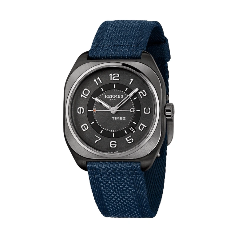 Hermès,Hermès H08 39x39mm,39x39mm,Titanium,Black,Automatic,Day,50hours,W049432WW00