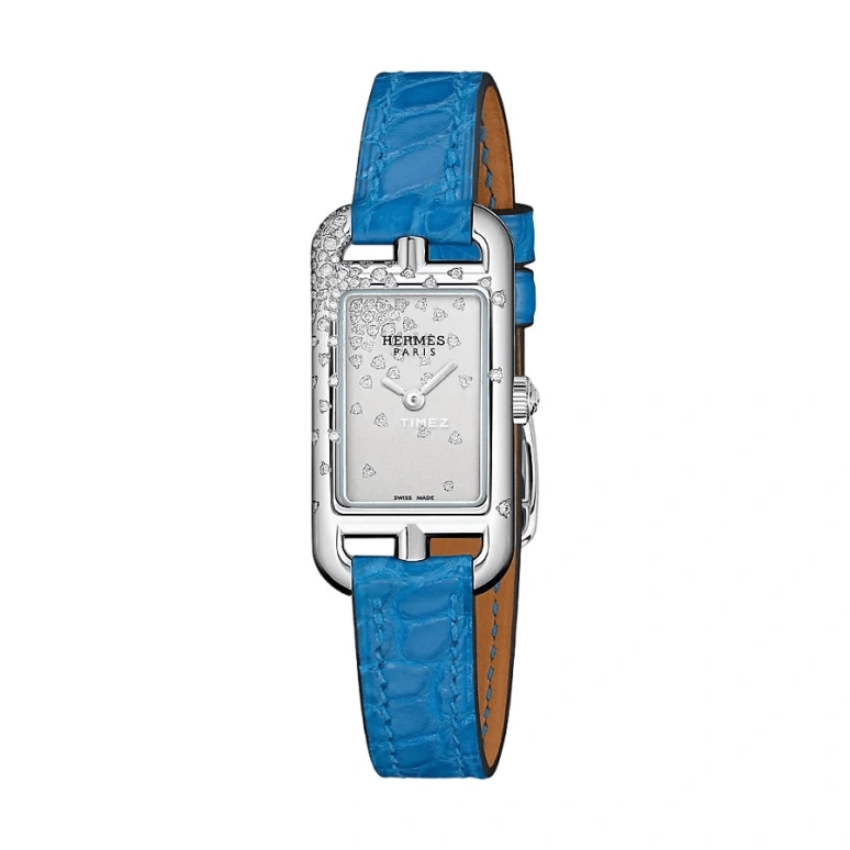 Hermès,Nantucket 17x23mm,17x23mm,Stainless Steel,Silver,Quartz,Sapphire,Crystal Glass,Rectangular,W045242WW00