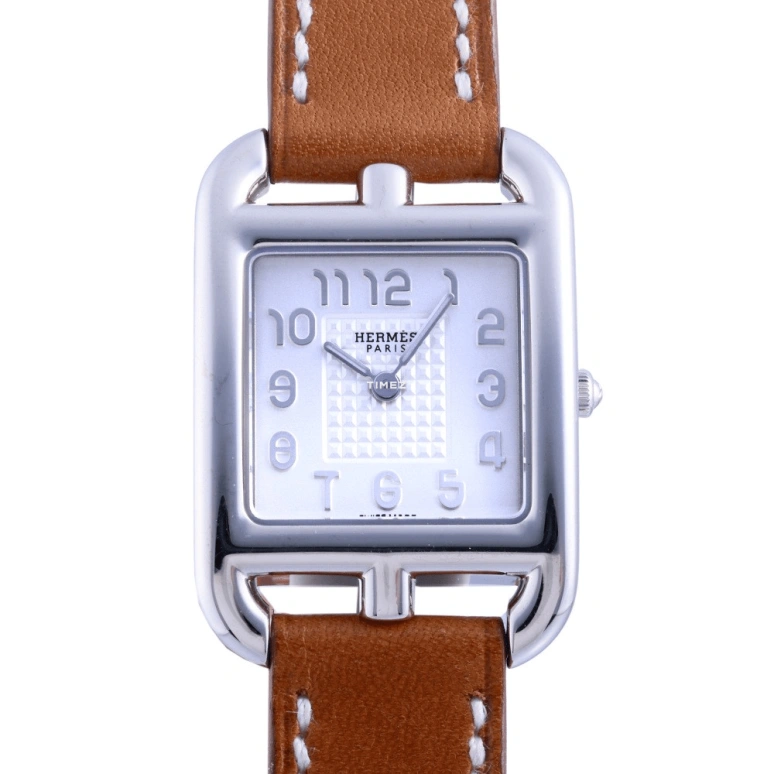 Hermès,Cape Cod 23x23mm,23x23mm,Stainless Steel,White,Quartz,Hardlex,Square,W040311WW00