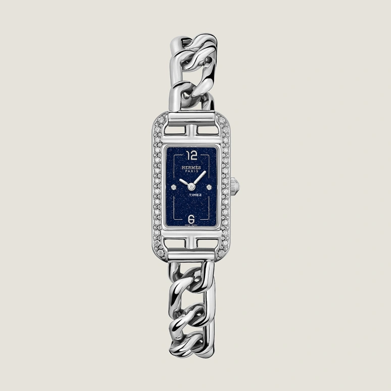 Hermès,Nantucket 29x17mm,29x17mm,Stainless Steel,Dark Blue,Quartz,Sapphire,Crystal Glass,Rectangular,W404983WW00