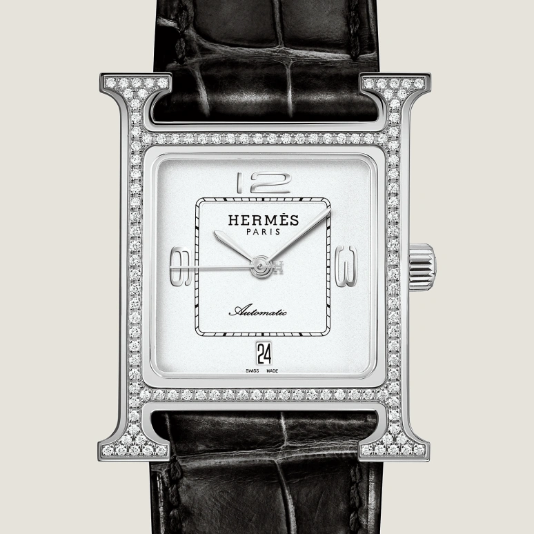 Hermès,Heure H 30x26mm,30x26mm,Stainless Steel,White,Quartz,Day,Sapphire,Crystal Glass,W048673WW00