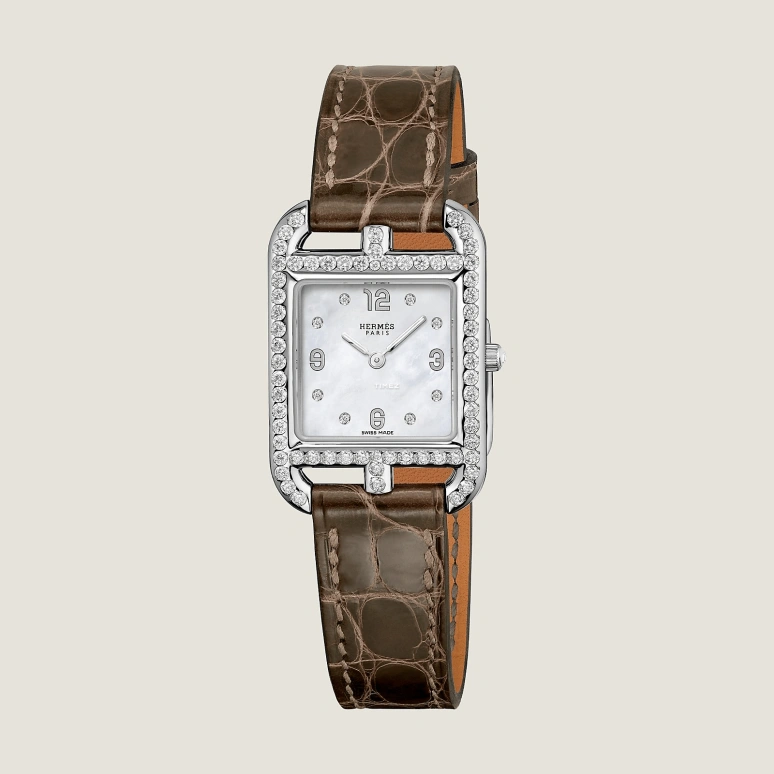 Hermès,Cape Cod 31x23mm,31x23mm,Stainless Steel,Silver White,White,Quartz,Sapphire,Crystal Glass,Square,W056141WW00