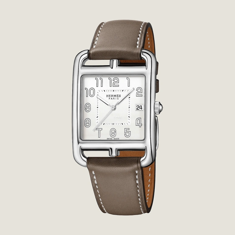 Hermès,Cape Cod 41x33mm,41x33mm,Stainless Steel,White,Quartz,Day,Sapphire,Crystal Glass,W044350WW00