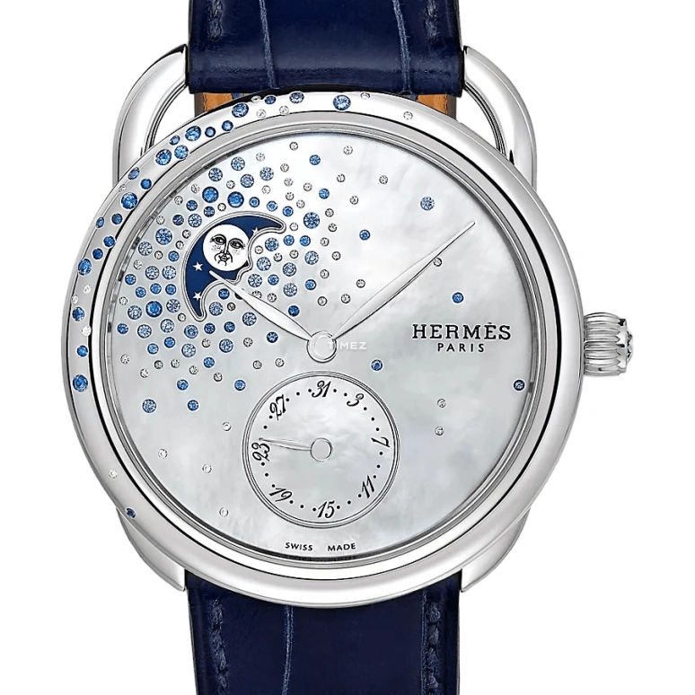 Hermès,Arceau 38mm,38mm,Stainless Steel,White,Automatic,Moonphase,Day,W049630WW00