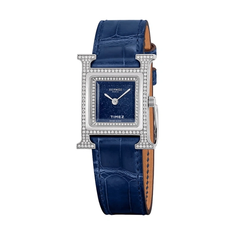 Hermès,Heure H 21x21mm,21x21mm,Stainless Steel,Blue,Quartz,Sapphire,Crystal Glass,Square,W054073WW00