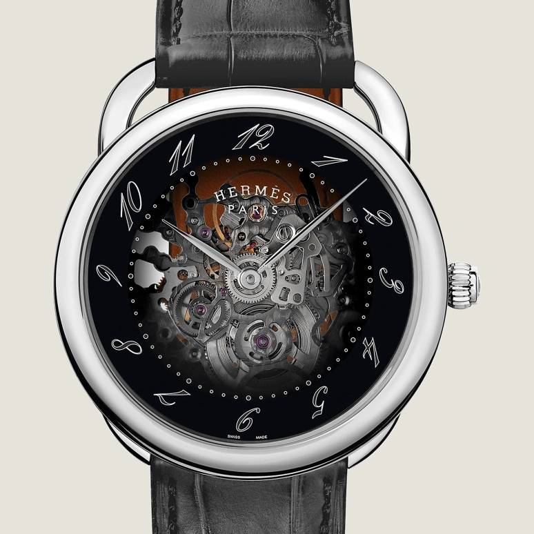 Hermès,Arceau 40mm,40mm,Stainless Steel,Black,Automatic,Sapphire,Crystal Glass,Round,W055448WW00