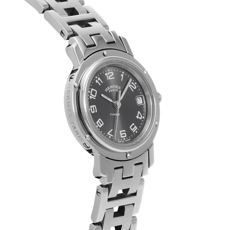 Hermès,Clipper 24mm,24mm,Stainless Steel,Black,Quartz,Day,Sapphire,Crystal Glass,CL4,CL4.210.230/3820