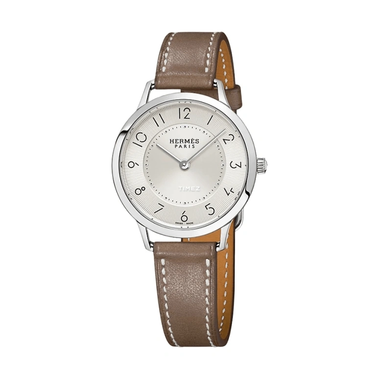 Hermès,Slim d'Hermès 32mm,32mm,Stainless Steel,White,Quartz,Sapphire,Crystal Glass,Round,W041687WW00