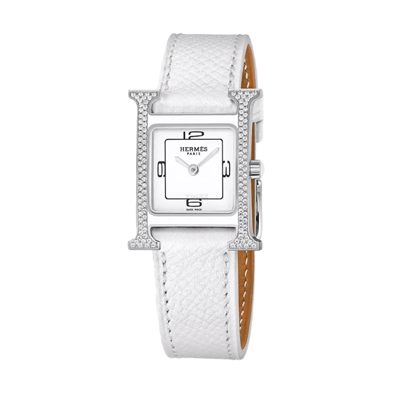 Hermès,Heure H 21x21mm,21x21mm,Stainless Steel,White,Quartz,Sapphire,Crystal Glass,Square,W046480WW00
