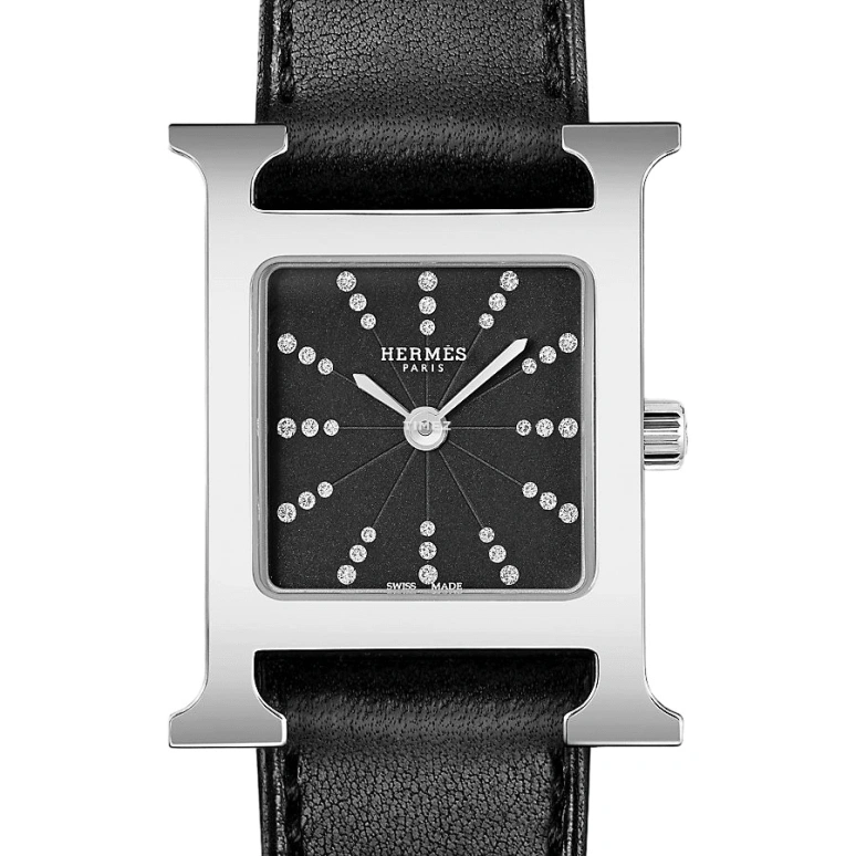 Hermès,Heure H 26x26mm,26x26mm,Stainless Steel,Black,Quartz,Sapphire,Crystal Glass,Square,W054128WW00