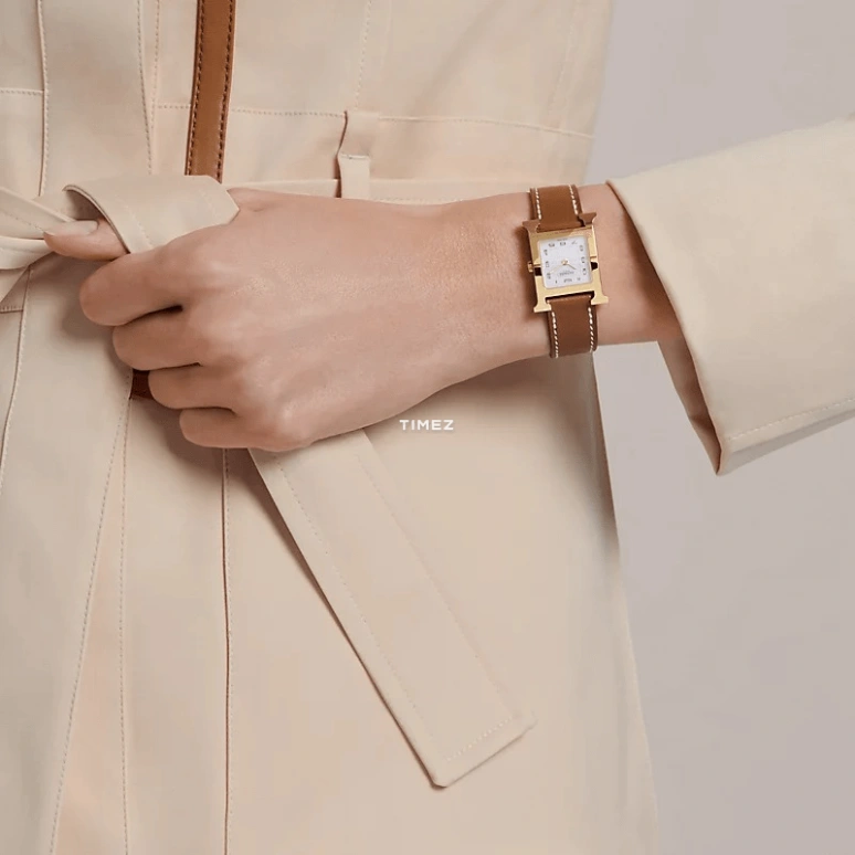 Hermès,Heure H 25x21mm,25x21mm,Stainless Steel,White,Quartz,Sapphire,Crystal Glass,Square,W036734WW00