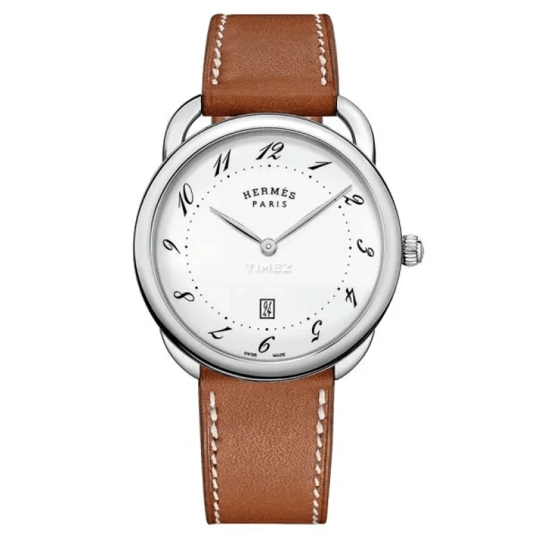 Hermès,Arceau 40mm,40mm,Stainless Steel,White,Quartz,Day,Sapphire,Crystal Glass,W044822WW00