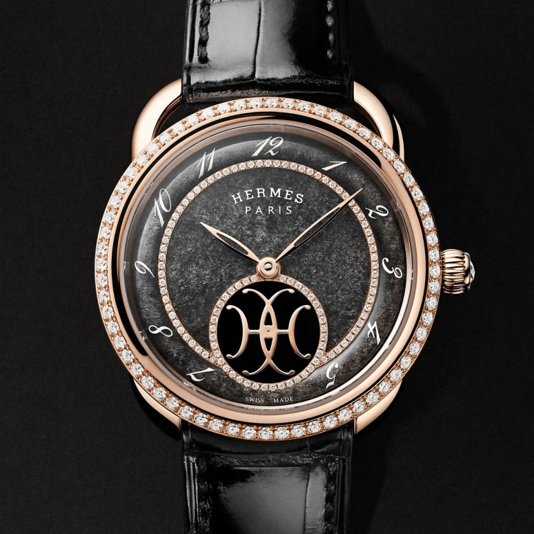 Hermès,Arceau 34mm,34mm,Rose Gold,Black,Automatic,50hours,In-house Caliber,W054887WW00