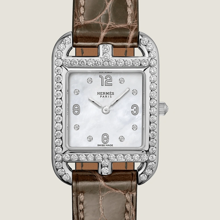 Hermès,Cape Cod 31x23mm,31x23mm,Stainless Steel,Silver White,White,Quartz,Sapphire,Crystal Glass,Square,W056141WW00