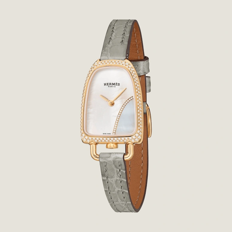 Hermès,Galop D'Hermès 32x20mm,32x20mm,Rose Gold,White,Quartz,Sapphire,Crystal Glass,Other,W058955WW00