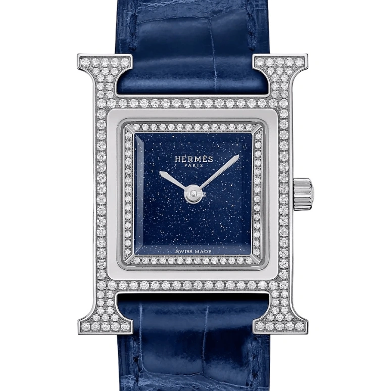 Hermès,Heure H 21x21mm,21x21mm,Stainless Steel,Blue,Quartz,Sapphire,Crystal Glass,Square,W054073WW00