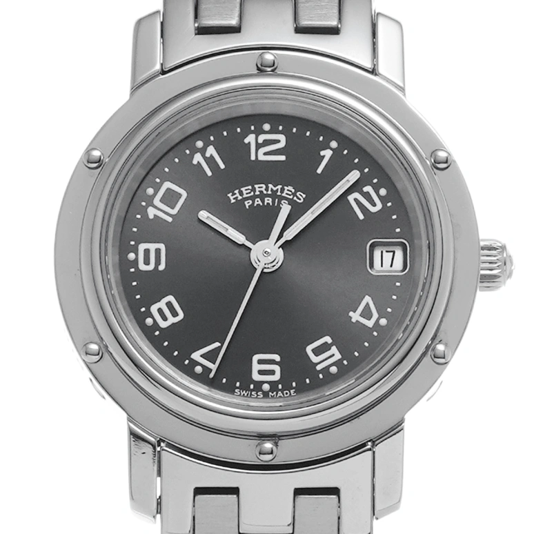 Hermès,Clipper 24mm,24mm,Stainless Steel,Black,Quartz,Day,Sapphire,Crystal Glass,CL4,CL4.210.230/3820