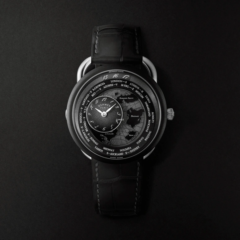 Hermès,Arceau 41mm,41mm,Platinum,Titanium,Black,Automatic,Dule Time,50hours,W057198WW00