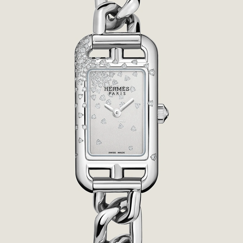 Hermès,Nantucket 29x17mm,29x17mm,Stainless Steel,Silver,Quartz,Sapphire,Crystal Glass,Rectangular,W049591WW00