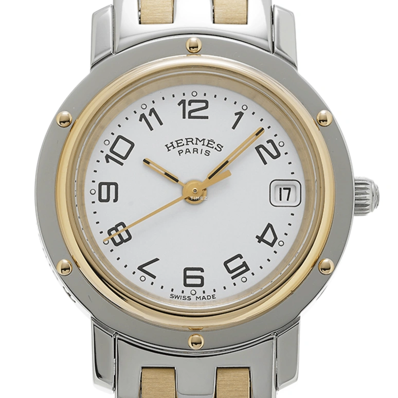Hermès,Clipper 24mm,24mm,Stainless Steel,White,Quartz,Day,Sapphire,Crystal Glass,CL4,CL4.220.130/3752